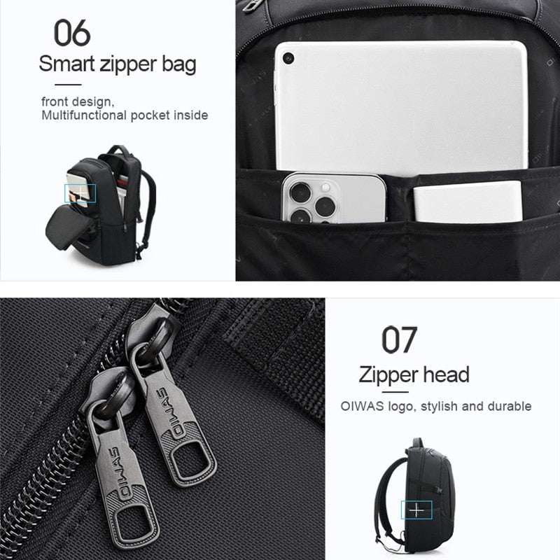 OIWAS Travel Multifunction Backpack Fashion Zipper Open Bag Men's Backpack Laptop High Quality Male Women Business Classic Bags