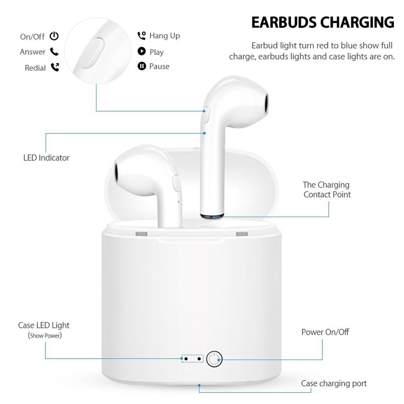i7s tws Wireless Headphones Bluetooth 5.0 Earphones sport Earbuds Headset With Mic Charging box Headphones For all smartphones
