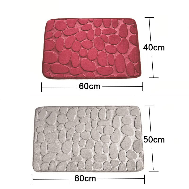 Bathroom Mat Absorbent Bath Carpet Non-slip Pebble Carpets Memory Foam Washable Rug Toilet Floor Mat Shower Carpets Set