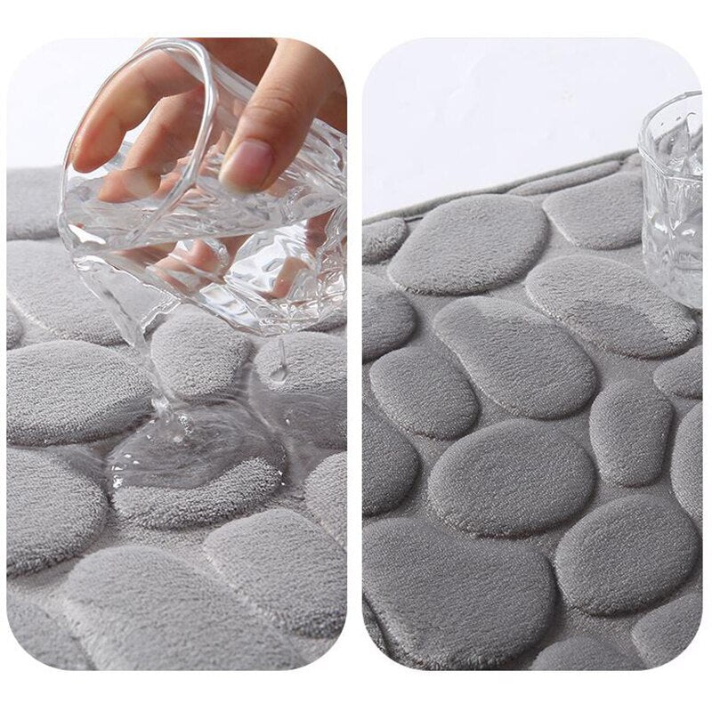 Bathroom Mat Absorbent Bath Carpet Non-slip Pebble Carpets Memory Foam Washable Rug Toilet Floor Mat Shower Carpets Set