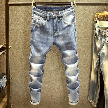 Spring and Autumn Fashion Trend Straight Leg Stretch Denim Trousers Men's Casual Slim Fit Comfortable Sports High Quality Jeans
