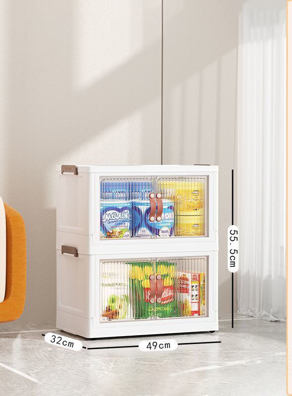 Large Capacity Stackable Storage Bins Double Door Open Save A Space Travel Organizer with Wheels Folding Wardrobe Containers