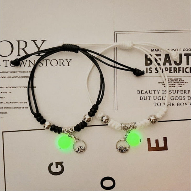 2023 Luminous Cat Star Moon Bracelet Couple Charm Handmade Adjustable Rope