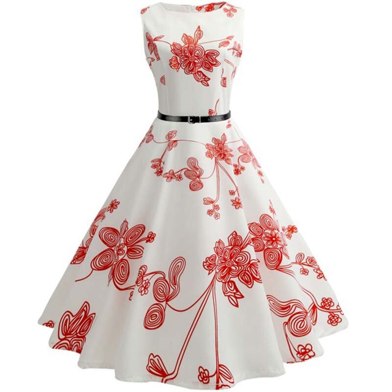 Summer Womens Dresses 2022 Casual Floral Retro Vintage 50s 60s Robe Rockabilly Swing Pinup Vestidos Valentines Day Party Dress
