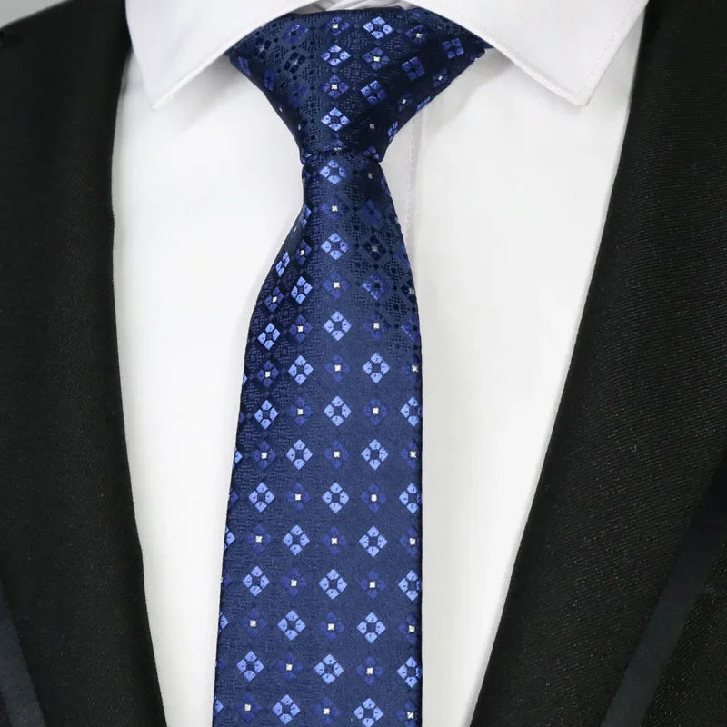 New Slim Narrow Skinny 6CM Mens Necktie Neck Ties For Man Plaids Polka Dot Striped Jacquard Cravat Business Party Corbatas
