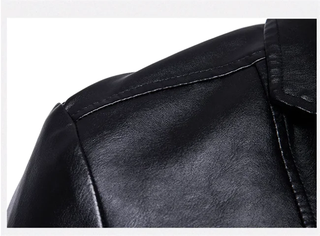 2024 New Men Business Casual Leather Jacket Black / khaki Fashion Male Suit Collar Coats Large Size 5XL Slim Fit Top