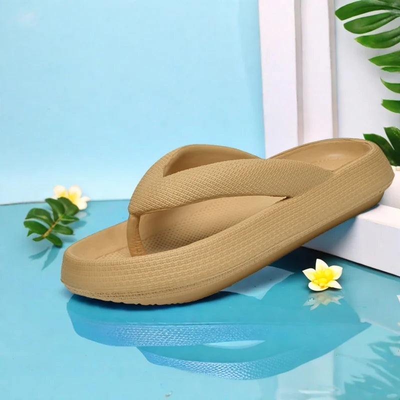 Ladies Lightweight Solid Color Sandals - Casual Indoor/Outdoor Couples Flip Flops, Comfortable Slip-On Beach Footwear