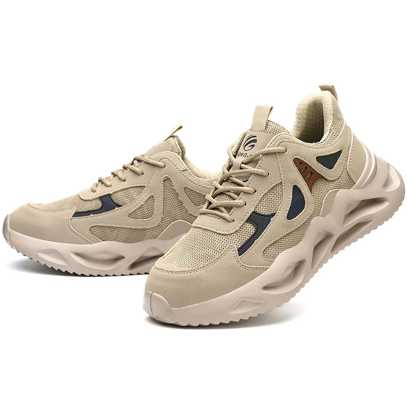 Work Sneakers Men Steel Toe Shoes Spring and Autumn Annals Safety Breathable Shoes Puncture-Proof Boots Fashion Indestructible