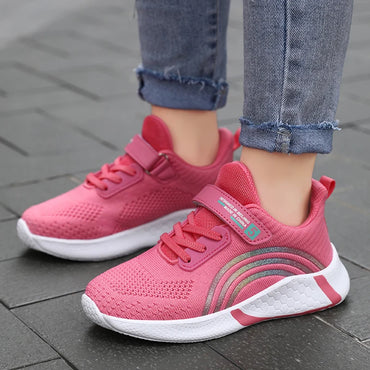 Spring Autumn Kids Girls Casual Shoes Child Breathable Mesh Sneakers Student's Anti-Slip Sport Walking Footwear Size 28-38