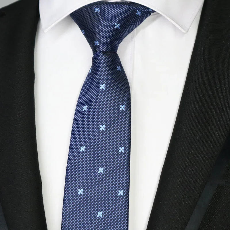 New Slim Narrow Skinny 6CM Mens Necktie Neck Ties For Man Plaids Polka Dot Striped Jacquard Cravat Business Party Corbatas