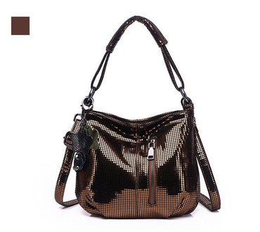 Arliwwi Summer PU Leather Luxury Shiny Tote Bags Delicate Metalic Crossbody Messenger Bags For Women P199