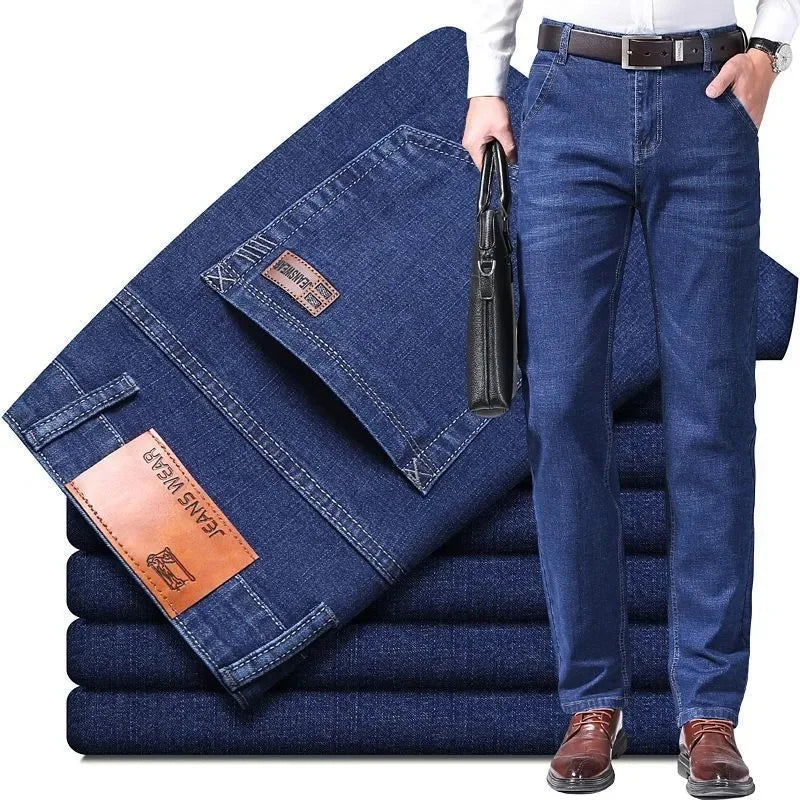 Jeans Men Autumn and Winter New Elastic Business Men's Pants Youth Men Straight Man Men's Adult Seasons A Comfortable Gentleman