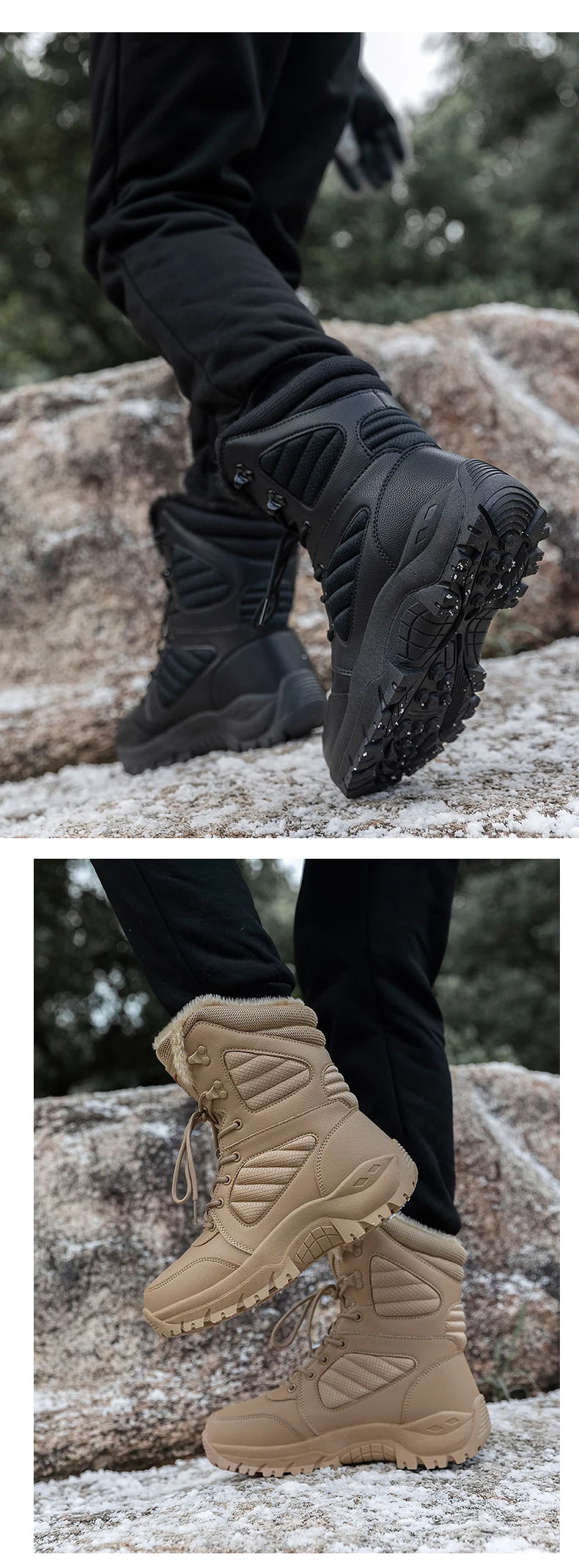 Winter Boot Men's High-top Waterproof Ankle Boots Men Thick Plus Warm Large Size Snow Hiking Boots Outdoor Cotton Shoes Sneakers