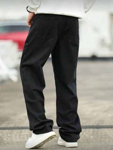 Men's Wide Leg Jeans - Oversized Straight Fit Denim Pants with Casual Drop Crotch
