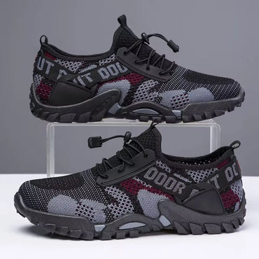 New Men's Shoes Flying Woven Mesh Sports Breathable Light Casual Sports Running Soft Sole Travel Shoes Sneakers Off White Shoes