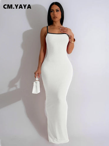 CM.YAYA Women Sleeveless Strapless Long Maxi Dress 2024 Summer Streetwear Beach Evening Sexy Night Club Party Dresses Vestidos