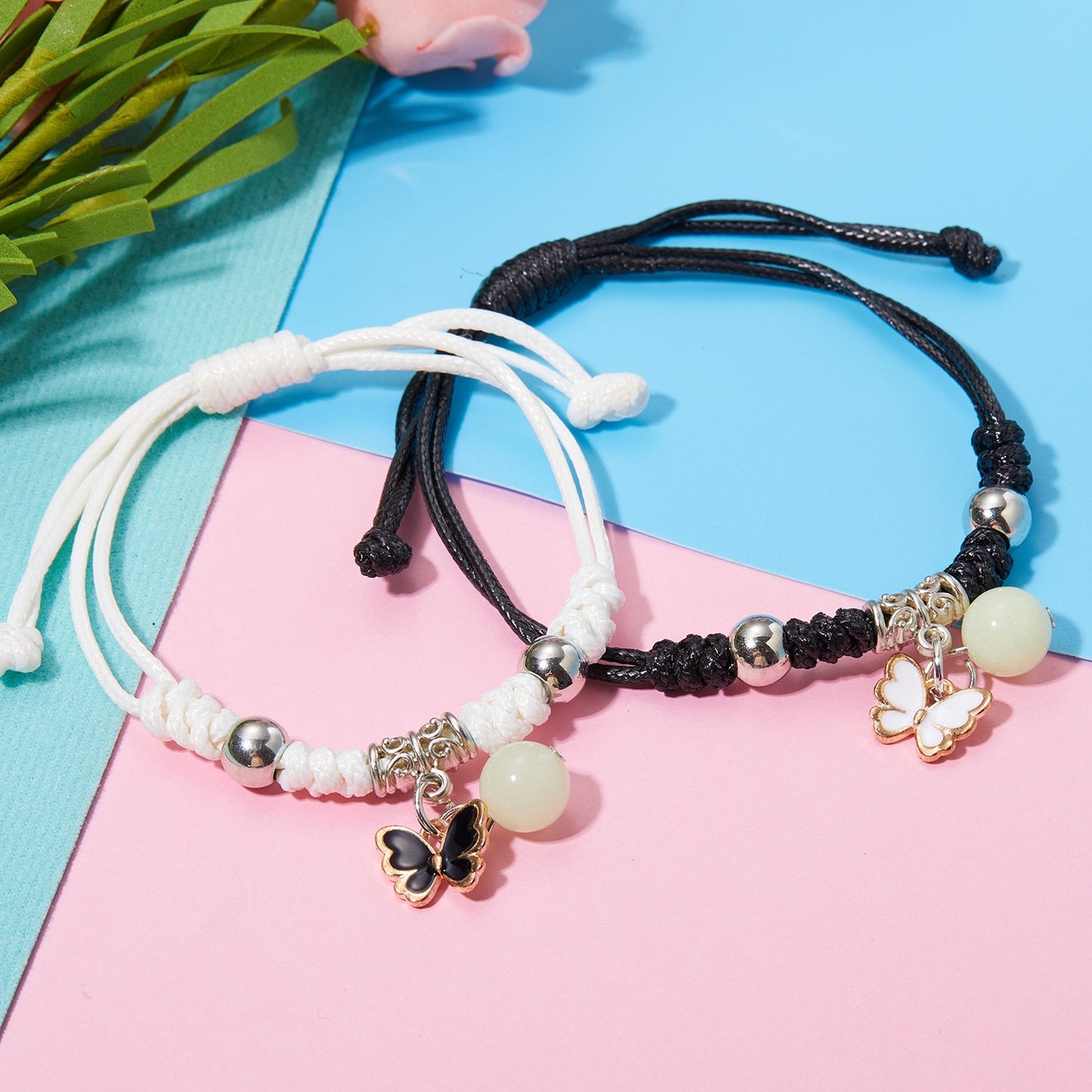 2023 Luminous Cat Star Moon Bracelet Couple Charm Handmade Adjustable Rope