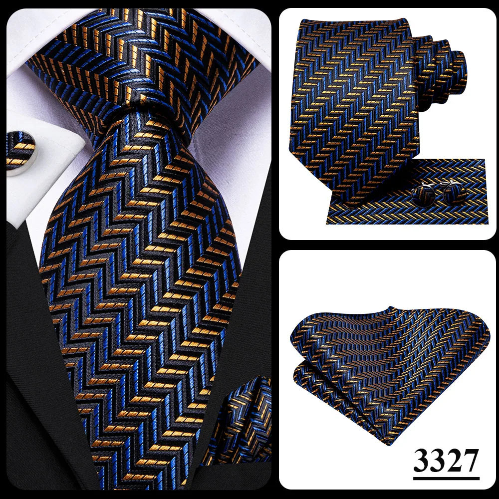 Hi-Tie Peacock Blue Novelty Design Silk Wedding Tie For Men Hanky Cufflinks Gift Mens Necktie Set Business Party Dropshipping