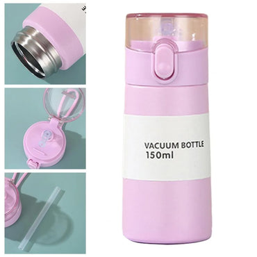 Mini Thermos Cup 150/250ml Leak-proof Fashion Thermos Insulated Cup With Straw Portable One-button Opening Pocket Thermal Mug