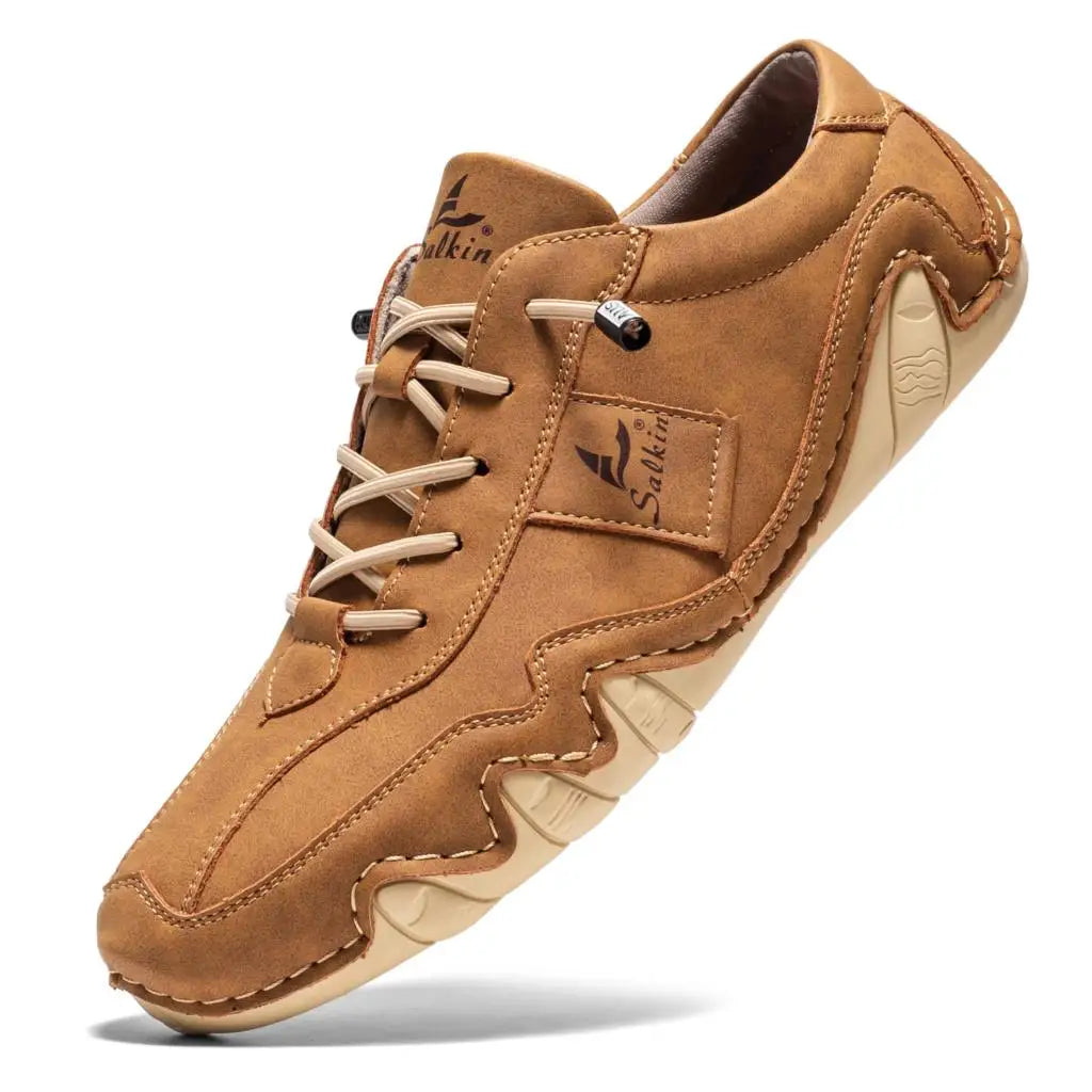 New 2024 Fashion Handmade Leather Casual Men Shoes Design Fall Sneakers Man Loafers Breathable Soft Flat Shoes Driving Shoes