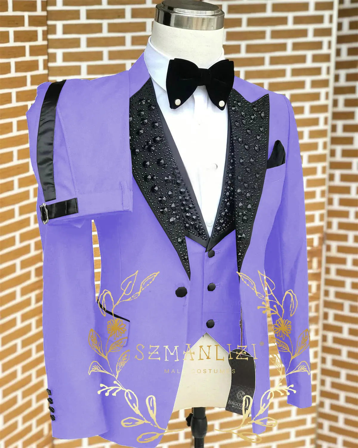 Black Men Suits Luxury Stone Crystal Tuxedos Bespoke Groom Wear 3 Pieces Business Male Prom Blazers Slim Fit Custome Homme
