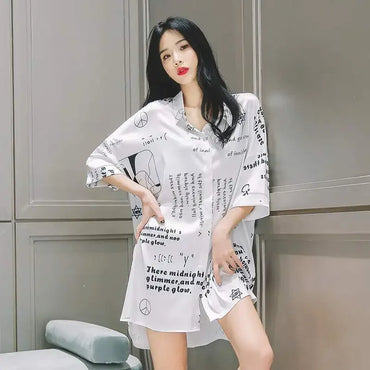 Spring Clothing White Printed Loose Pattern Women's Shirts and Blouses Top for Woman Long Sleeve Cute Elegant Tunic 2025 Novelty