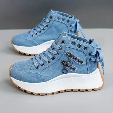 Designer Women Sneakers High Top Denim Canvas Shoes Female Girls Students Canvas Shoes for Women Lace Up Platform Sneakers