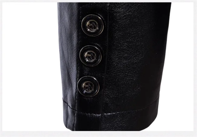 2024 New Men Business Casual Leather Jacket Black / khaki Fashion Male Suit Collar Coats Large Size 5XL Slim Fit Top