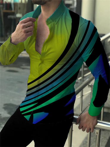 Fashion men's spring and summer long-sleeved shirt lapel sports leisure outdoor street high-quality silk material plus size 2023