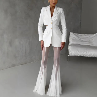 Women Spring Summer New Elastic Slim Flared Pants Loose Fashion Holiday Trouser Solid Color Casual Full Length