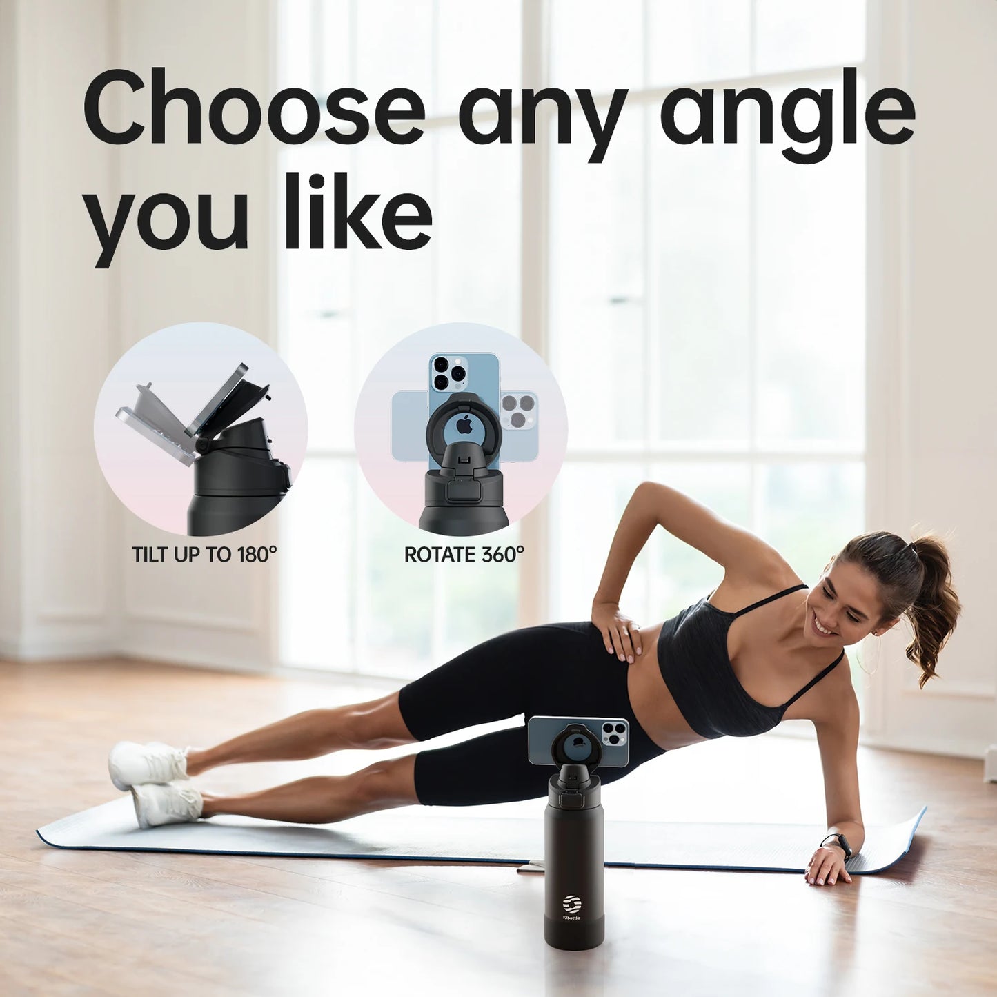 FEIJIAN Magnetic Thermos Stainless Steel Sports Water Bottle with Magnetic Phone Holder Bouncing cover Insulation Cup