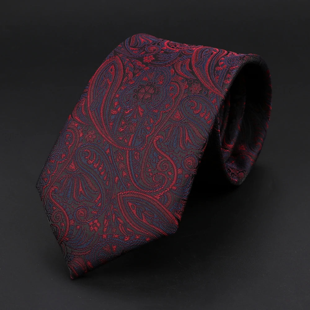 New Style Fashion Jacquard Paisley Striped Necktie For Men 7cm Dark Blue Black Formal Business Party Skinny Slim Cravat Tie Gift