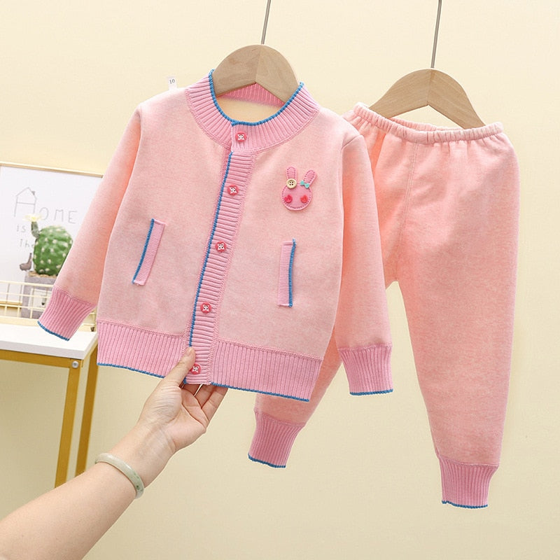 Baby Clothes Sets Boys Girls Cotton Outfit Knit Clothing Suit Kids Girls Knitted Jacket+Pants 2Pcs