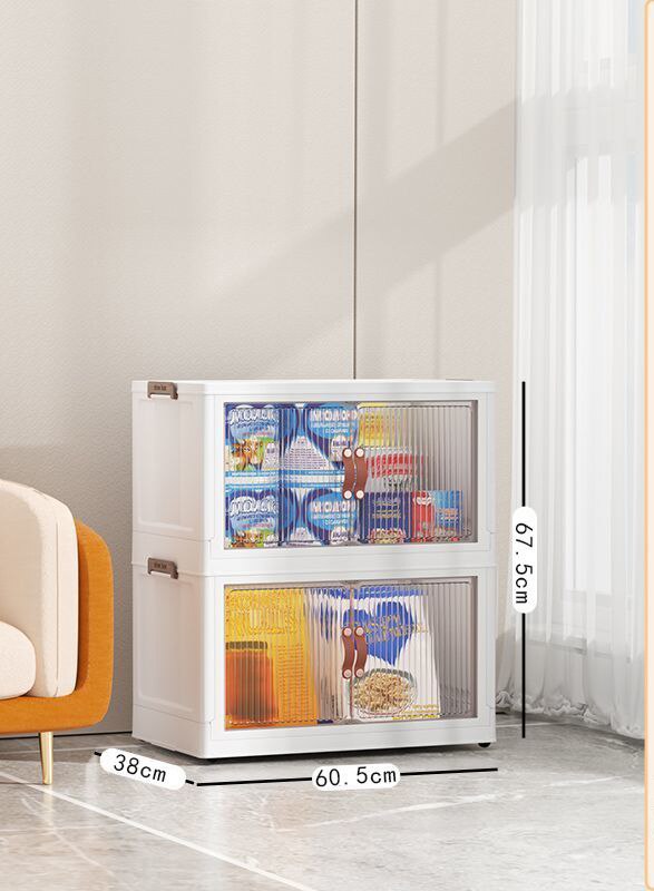 Large Capacity Stackable Storage Bins Double Door Open Save A Space Travel Organizer with Wheels Folding Wardrobe Containers