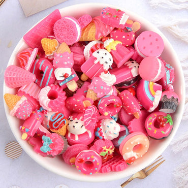 10Pcs/Bag Y2k Kawaii Nail Art Decoration DIY Nail Charms 3D Donut Ice Cream Bear Candy Lollipop Nail Figure Exquisite Nail Tools