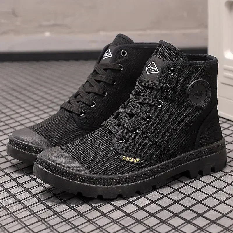 Boots for Men Ankle Retro Canvas Booties Man Shoes Short Barrel Hot Selling Vintage Non Slip Footwear Offers Cheap Fashion New