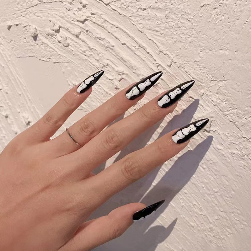 24pcs Strawberry Girl Long Ballet False Nails Art Removable Acrylic Press On Nail Tips