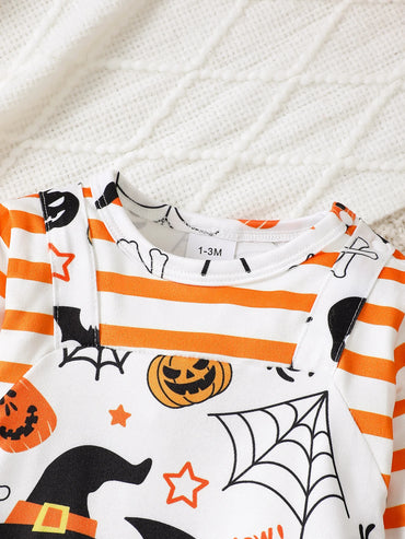 Winter  0-1  Years  Old   Infant  Baby  Boys  Halloween  Elements   Long   Sleeved   Jumpsuit