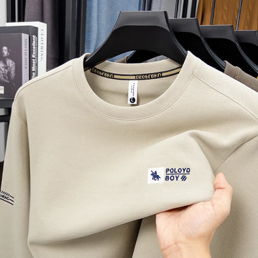 Sweatshirt Men 2025 New Style Spring and Autumn Round Neck with Cotton Embroidery Casual Long Sleeved T-shirt Top T-shirt