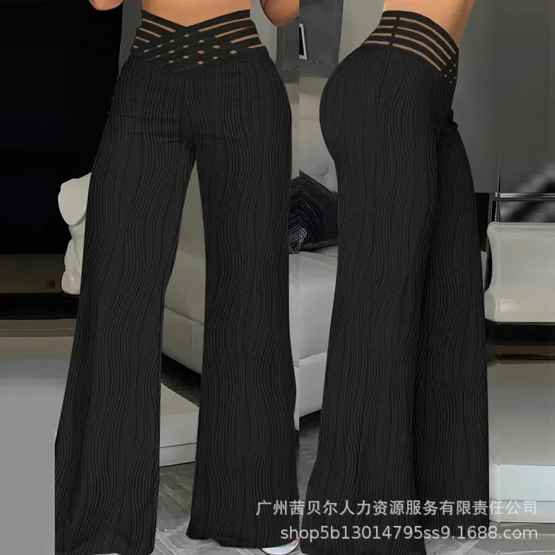 Houndstooth Print High Waist Work Pants Women Plaid Summer Spring Fashion Ankle Length Pants Office Lady