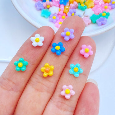 100Pcs New Cute Mini Sun Flower Series Resin Flatback Cabochon Scrapbook Kawaii Embellishments Accessories