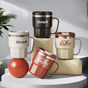 WORTHBUY Insulated Cup 304 Stainless Steel Double Layer Coffee Cup With Handle Portable Leak-proof Thermal Water Cup For Student