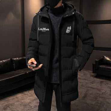 LIFEWORK NEW Hot Sale long Cotton Padded Jacket for Men Warm Winter Casual Coats Men Fashion Clothing Down Jacket