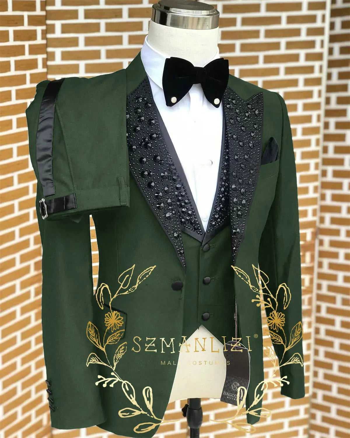 Black Men Suits Luxury Stone Crystal Tuxedos Bespoke Groom Wear 3 Pieces Business Male Prom Blazers Slim Fit Custome Homme