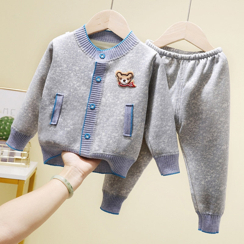 Baby Clothes Sets Boys Girls Cotton Outfit Knit Clothing Suit Kids Girls Knitted Jacket+Pants 2Pcs