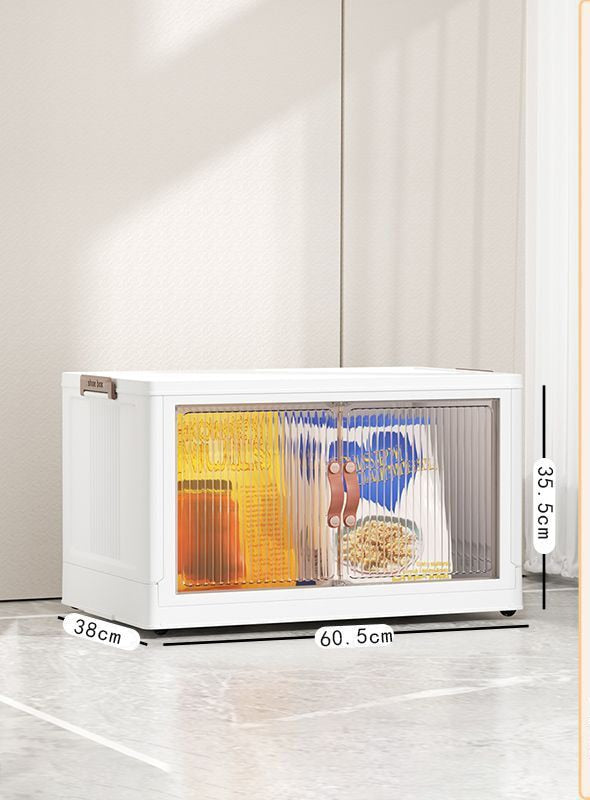 Large Capacity Stackable Storage Bins Double Door Open Save A Space Travel Organizer with Wheels Folding Wardrobe Containers