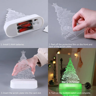 Merry Christmas Night Light 3D LED Illusion Lamp Battery Powered 7 Colors Remote Control Snowman Table Lamp Xmas Home Decoration