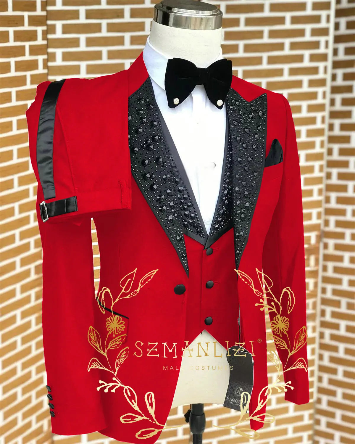 Black Men Suits Luxury Stone Crystal Tuxedos Bespoke Groom Wear 3 Pieces Business Male Prom Blazers Slim Fit Custome Homme