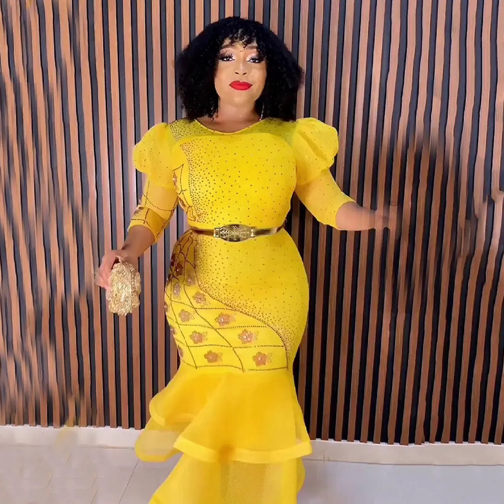 open lace back dress Plus Size African Party Dresses for Women Dashiki Ankara Wedding Eveni –  Mega Mart Center
