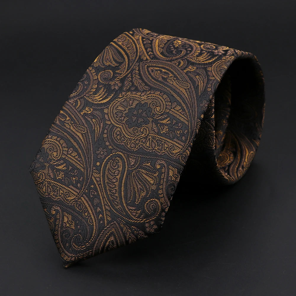 New Style Fashion Jacquard Paisley Striped Necktie For Men 7cm Dark Blue Black Formal Business Party Skinny Slim Cravat Tie Gift